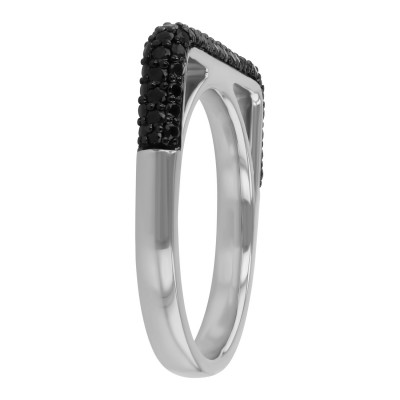 14K White Gold 0.60 carat Black Diamonds Tube Band Ring