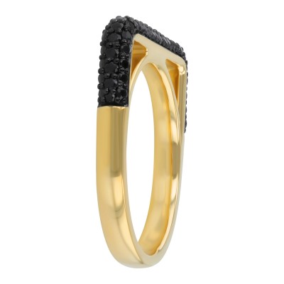 14K Yellow Gold 0.60 carat Black Diamonds Tube Band Ring