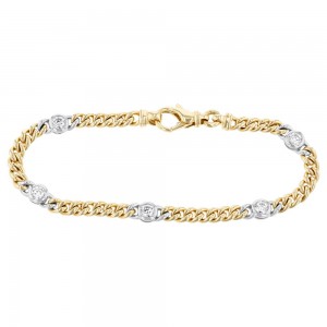 14K Yellow Gold 1.0 carat Diamonds Curb Links Bracelet