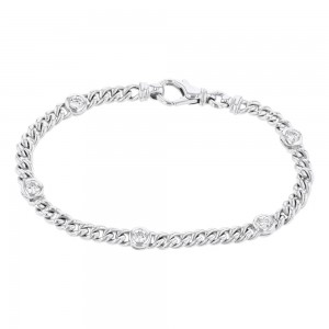 14K White Gold 1.0 carat Diamonds Curb Links Bracelet