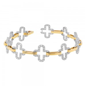 14K Two Tone Yellow and White Gold 1.5 carats Diamonds Bracelet