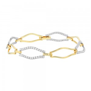 14K Two Tone Yellow and White Gold 1.25 carats Diamonds Bracelet