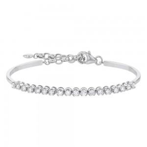 14K White Gold 1.0 carat Diamonds Adjustable Bracelet