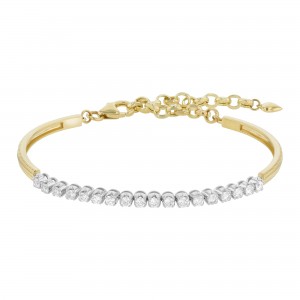 14K Two Tone Gold 1.0 carat Diamonds Adjustable Milgrain Bracelet