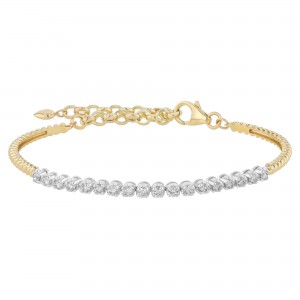 14K Two Tone Gold 1.00 carat Diamonds Adjustable Braids Bracelet