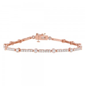 14K Rose Gold 2.1 carats Diamonds Petite Tennis Bracelet