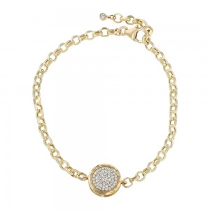 14K Yellow Gold 0.35 carat Diamonds Adjustable Rollo Chain Round Bracelet