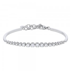14K White Gold 1.0 carat Graduated Diamonds Adjustable Bracelet