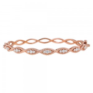 14K Rose Gold 0.75 carat Diamonds Braids Bangle Bracelet