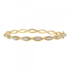 14K Yellow Gold 0.75 carat Diamonds Braids Bangle Bracelet