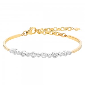 14K Two Tone Gold 1.0 carat Bezel Diamonds Adjustable Bracelet