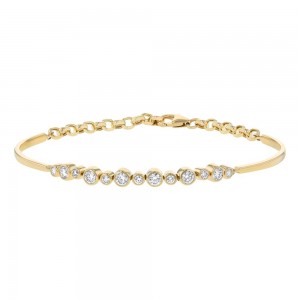 14K Yellow Gold 1.0 carat Bezel Diamonds Adjustable Bracelet