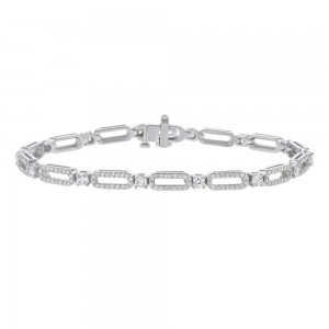 14K White Gold 2.65 carats Open Links Diamonds Bracelet