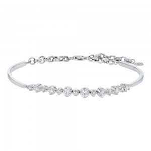 14K White Gold 1.0 carat Alternating Diamonds Adjustable Bracelet