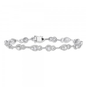 14K White Gold 3.0 carats Dainty Diamond Bracelet