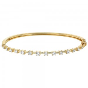 14K Yellow Gold 0.90 carat Diamonds Hinged Prongs Bangle