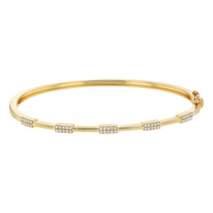 14K Yellow Gold 0.20 carat Diamonds Dainty Hinged Bangle