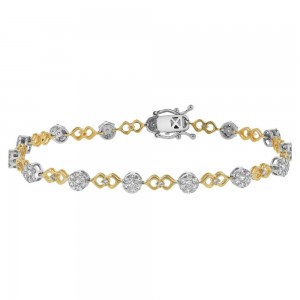 14K Two Tone Yellow and White Gold 1.60 carats Diamonds Bracelet