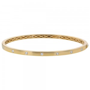 14K Yellow Gold 0.40 carat Diamonds Hinged Bangle
