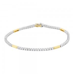 14K Two Tone Gold 1.60 carats Diamonds Dainty Tennis Bracelet