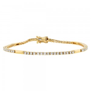 14K Yellow Gold 1.60 carats Diamonds Dainty Tennis Bracelet