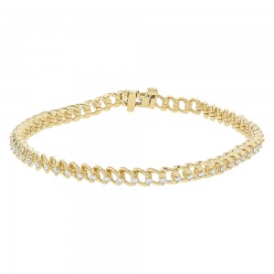 14K Yellow Gold 1.00 carats Diamonds Slick Tennis Bracelet