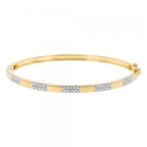 14K Yellow Gold 0.50 carat Pave Diamonds Hinged Bangle
