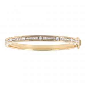 14K Yellow Gold 1.00 carat Channel Diamonds Hinged Bangle