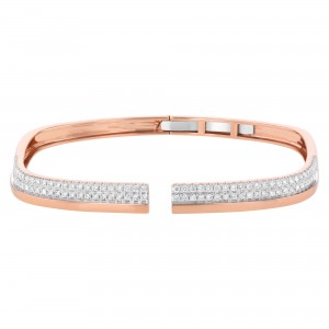 14K Rose Gold 1.10 carats Diamonds Two Dimenssions Hinged Bangle