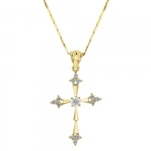 14K Yellow Gold 0.50 carat Diamonds Cross Pendant