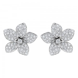 14K White Gold 0.90 carat Diamonds Flower Stud Earrings