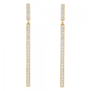 14K Yellow Gold 1.90 carats Diamonds Dangling Sticks Drop Earrings