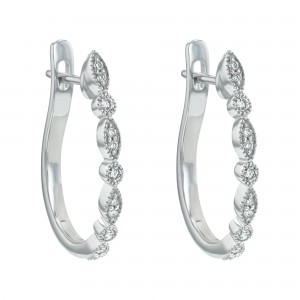 14K White Gold 0.28 carat Diamonds Art Deco Oval Earrings