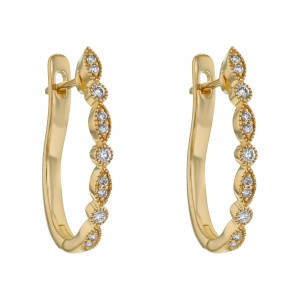14K Yellow Gold 0.28 carat Diamonds Art Deco Oval Earrings