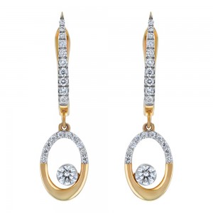 14K Yellow Gold MIRAGIO Oval Shape Drop Diamond Earrings