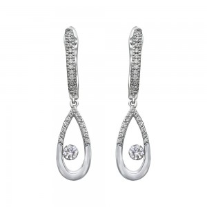 14K White Gold MIRAGIO Pear Shape Drop Diamond Earrings