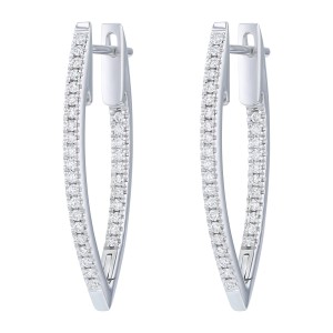 14K White Gold 0.50 carat Diamonds Inside-Out Marquise Shape Hoop Earrings