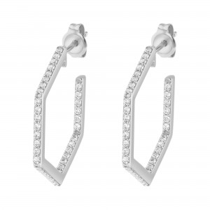 14K White Gold 0.50 carat Inside-Out Diamonds Hexagon Shape Earrings