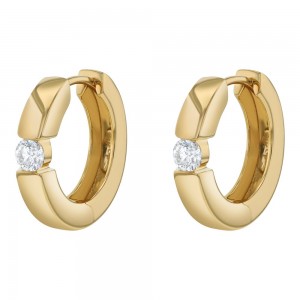 14K Yellow Gold 0.25 carat Diamonds Round Shape Huggie Hoop Earrings