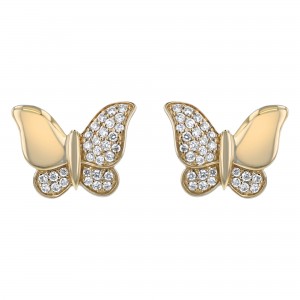 14K Yellow Gold 0.30 carat Diamonds Bee Stud Earrings