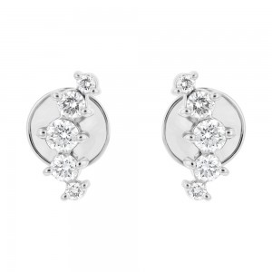 14K White Gold 0.5 carat Round Diamonds Ear Climber Earrings