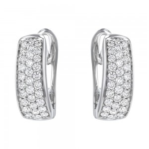 14K White Gold 0.65 carat Diamonds Tapered Shape Pave Hoop Earrings