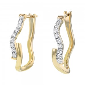 14K Yellow Gold 0.33 carat Diamonds Hoop Earrings
