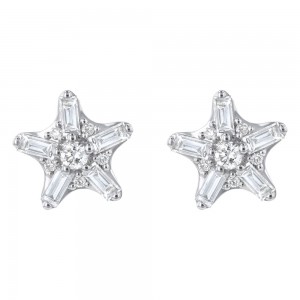 14K White Gold 1.0 carat Diamonds Star Shape Stud Earrings