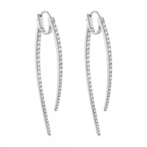 14K White Gold 1.50 carat Diamonds Inside-Out Shark Tooth Hoop Earrings