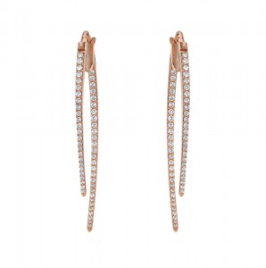 14K Rose Gold 1.0 carat Diamonds Inside-Out Shark Tooth Hoop Earrings