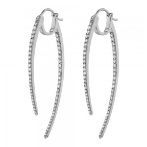 14K White Gold 1.0 carat Diamonds Inside-Out Shark Tooth Hoop Earrings