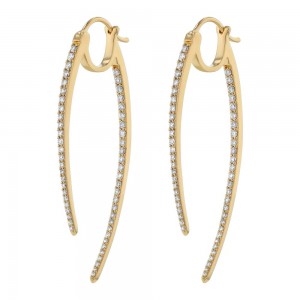 14K Yellow Gold 1.0 carat Diamonds Inside-Out Shark Tooth Hoop Earrings