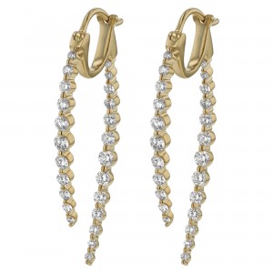 14K Yellow Gold 1.75 carat Diamonds Inside-Out Shark Tooth Hoop Earrings