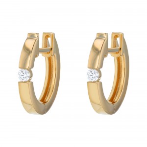 14K Yellow Gold 0.10 carat Diamonds Huggies Hoop Earrings